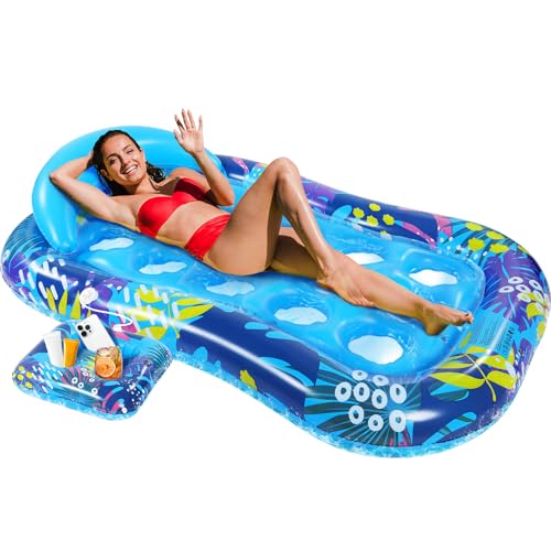 Subtail Colchoneta Piscina - Hinchables para Piscina con Portavasos Desmontable - Flotadores Piscina - Colchonetas Inflables Piscina Adultos - Colchoneta Playa - Colchon Hinchables Inflables