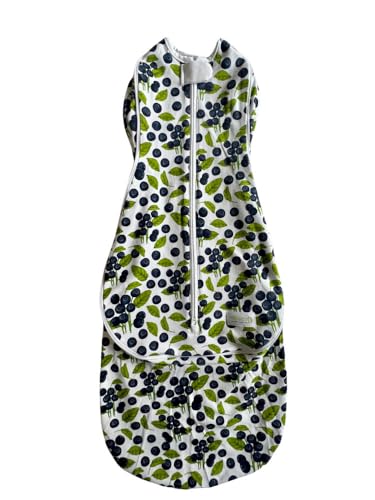Image of Woombie Grow with Me Baby Swaddle - Convertible Self-Soothing Swaddle Fits Babies 0-18 Months - Expands to Hands-Free, Legs-Out Wearable Blanket - Blueberries