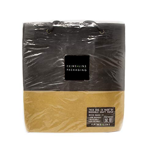 Cute Tote Bag Aesthetic - 1 Pack Large Trendy Designer Tote Bag With Handles, Black & Brown Washable Rugged Kraft Paper Shopping Bag For Women & Men, Market, Beach, Travel, Merchandise - 13.5X7X13.5 #TOP7