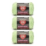Red Heart Super Glow Glow Worm Green Yarn - 3 Pack of 1.8oz/50g - 100% Polyester - #4 Worsted (Medium) - 50 Yards - Knitting/Crochet
