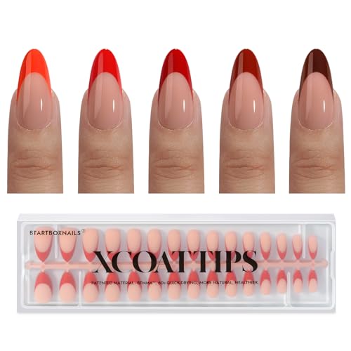 BTArtboxnails XCOATTIPS French Tip Press on Nails - Red French