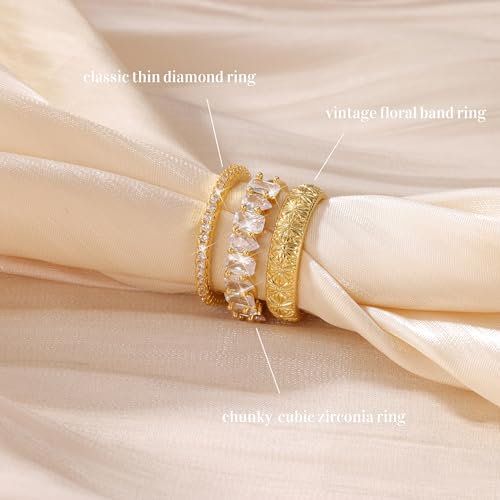 Image of Gold Rings for Women Non Tarnish Stackable Statement Promise Rings