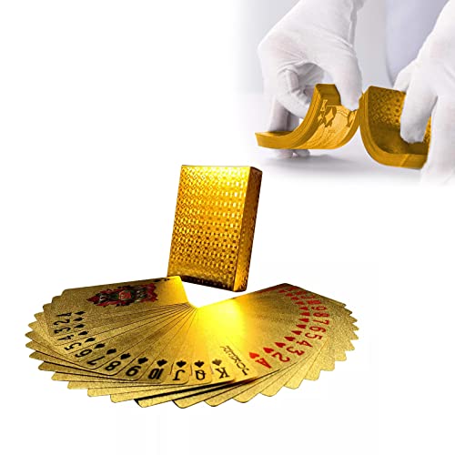 Wasserdichte Spielkarten,Coole Plastikspielkarten,Pokerkarten Wasserfest,Pokerkarten,Spielkarten Plastik,Spielkarten Spiele Kinder & Erwachsene Familienparty Spiel Playing Cards,Gold (1 Stück )
