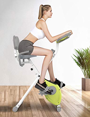 Image of Folding Exercise Bike, Indoor Fitness Bike with 8 Levels of Magnetic Resistance 7 - Levels of Seat Adjustments Indoor Cycling Stationary Bike