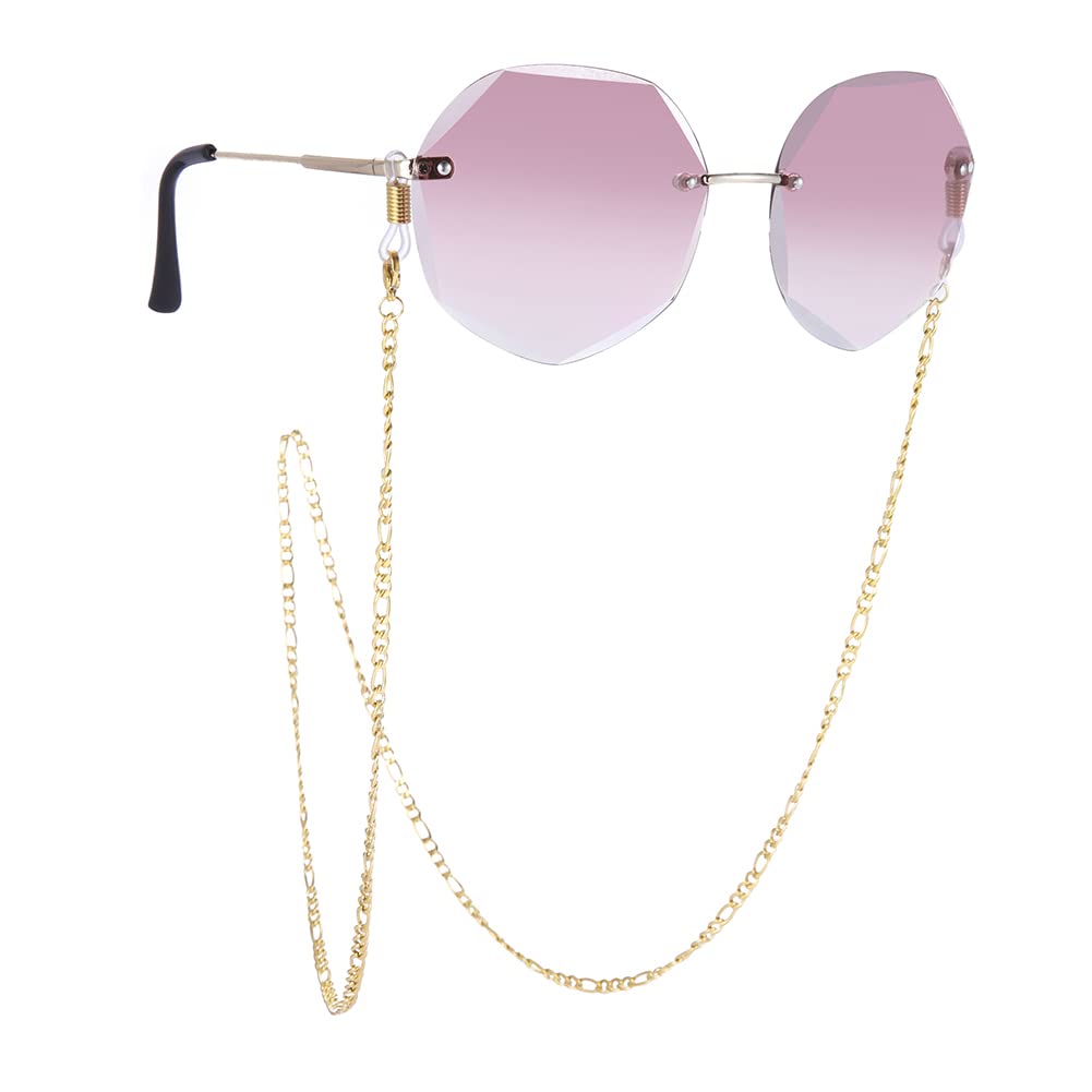 TEAMER Cadena de gafas de sol de acero inoxidable con cuentas para gafas de sol, cordón para gafas, correa para el cuello para mujer