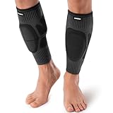 CAMBIVO Calf Compression Sleeves with EVA Pads for Shin Splints, Shin Guards for Men & Women, Leg Brace Support for Running (Pure Black, Medium)