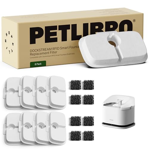 Image of PETLIBRO 8-Pack Filters for Dockstream RFID Smart Cat Water Fountain PLWF305, 4-Month Set of Replacement Filters for Automatic Cat Water Dispenser