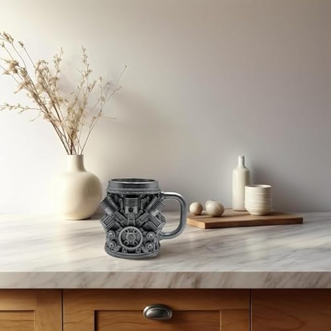 V8 Engines Stainless Steel Cup - 15OZ V8 Engine Coffee Mug, Creative Car Engine Coffee Cup with Insulated V8 & V6 Engine Design, Durable & Stylish, Perfect for Car Enthusiast (v6)