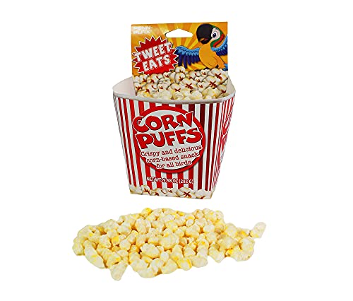 Image of Penn-Plax Tweet Eats: Corn Puffs Natural Corn-Based Pet Treat for All Birds | Fun Way to Hand Feed - 1 Bag