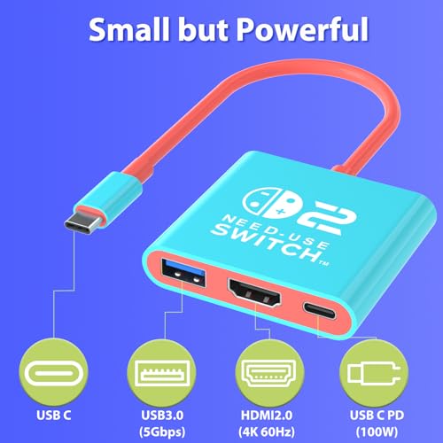 Image of PURBHE Docking Station for Nintendo Switch 1 /2 and Steam Deck, Support TV Dock Mode, Portable TV HDMI Adapter Accessories for Nintendo Switch 1 and OLED and 2, USB C to HDMI 2.0 Adapter