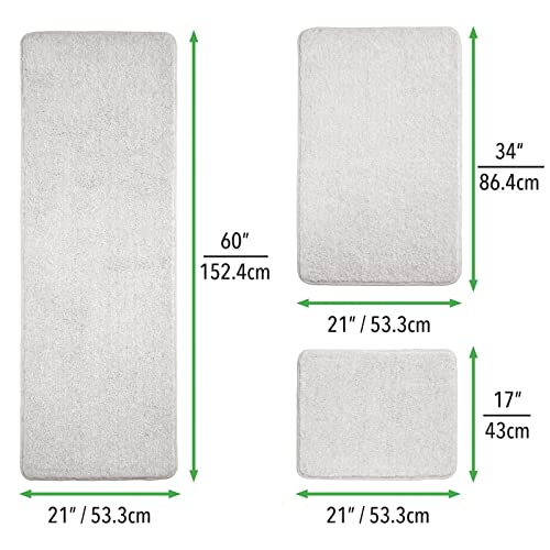 Mdesign Non-Slip Microfiber Polyester Rectangular Spa Mat/Bath Rugs, Plush Heathered Water Absorbent Accent Rug For Bathroom Vanity, Bathtub/Shower, Machine Washable, Set Of 3 - Stone Gray #TOP2