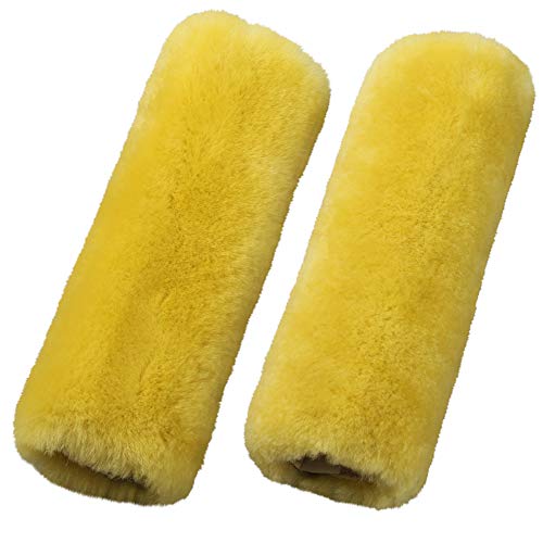 Image of OGLAND 2 Pack Sheepskin Car Seat Belt Cover Pads | Wool Seatbelt Cushions