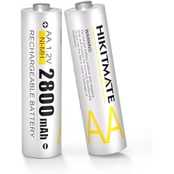 HIKITMATE 2 Pack Rechargeable AA Batteries 2800mAh, 1.2V Low Self Discharge NiMH Double A Batteries with 1600 Cycles, AA Battery Pre-Charged & Ready for Game Controllers/Emergency Lights/Smart Home
