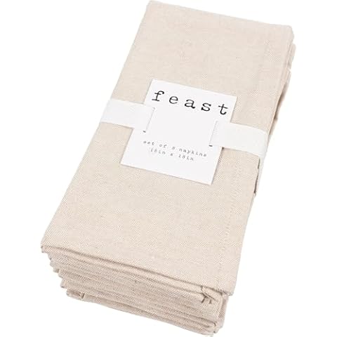 KAF Home Overbrook Chambray Dinner Napkins - Set of 8 (Beige) Cover