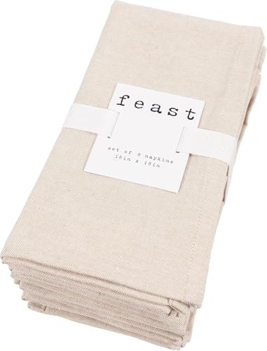 KAF Home Overbrook Chambray Dinner Napkins - Set of 8 (Beige)