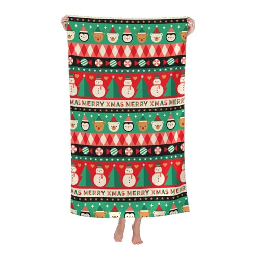 Herren Damen Strandtuch Großes Strandtuch „Frohe Weihnachten“ Handtücher Klassische Poolhandtücher Niedlich Microfaser Handtücher Für Strand Sport Hotels
