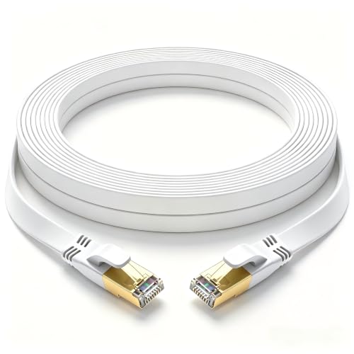 Image of Cat 8 Ethernet Cable 40 FT, Outdoor&Indoor High Speed Heavy Duty Network LAN Internet Cable,SFTP Gold Plated RJ45 40Gbps 2000Mhz Patch Cord, for Modem /Router /Gaming,Faster Than Cat7 /Cat6 /Cat5-White