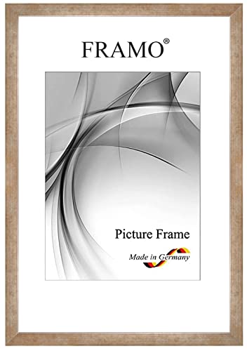 FRAMO Cornice foto 40 x 60 cm in legno massello | Bronzo-Marrone | Bordo esterno nero | Colore/dimensione selezionabile | cornici per manifesti | Puzzle | Poster | N°100