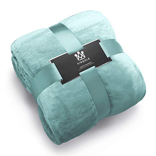 Kingole Flannel Fleece Microfiber Throw Blanket, Luxury Celadon King Size Lightweight Cozy Couch
