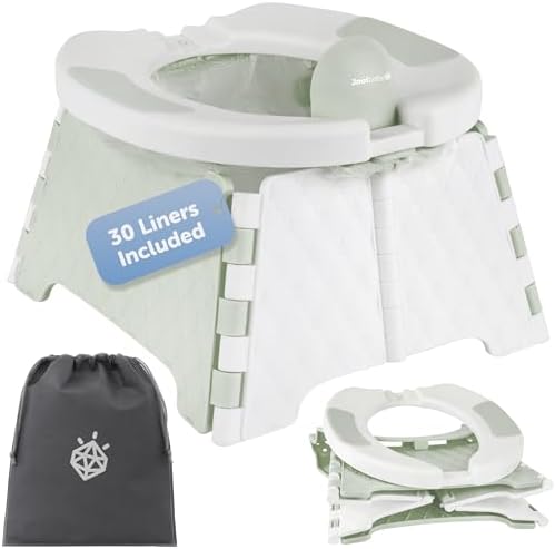 Jool Baby Portable Potty Training Chair with Travel Bag and 30 Liners, Foldable, Indoor/Outdoor Use, Camping (Sage)