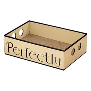 QUILSTM Robuste Katzenkratzbox mit Zwei &Ouml;ffnungen f&uuml;r einfachen Zugang. Die Kratzfl&auml;che ist aus Wellpappe gefertigt, Perfekt, 47 x 31.5 x 14 cm