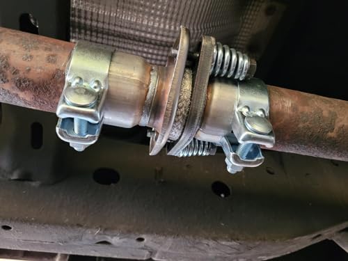 Universal Reparatur Flanschset Ø45 50 55 60 65 mm Auspuff Flansch, Rohrverbinder 2Loch (Ø 60 mm) inkl. Befestigungsmaterial mit Schrauben und Feder