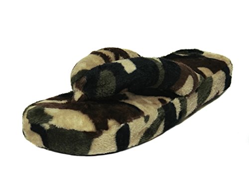 Onmygogo Camouflage Flannel Fleece House Flip Flop Thong Slippers for Men (Men size 10-11, Dark Green Camo) Onmygogo Camouflage Flannel Fleece House Flip Flop Thong Slippers for Men (Men size 10-11, Dark Green Camo)