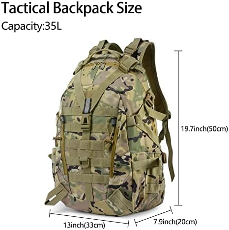 Long Keeper 35L Tactical Backpack - Military Army Backpack Water Resistant, Hiking Camping Cycling Travel Backpack Outdoor Molle Rucksack for Men Women