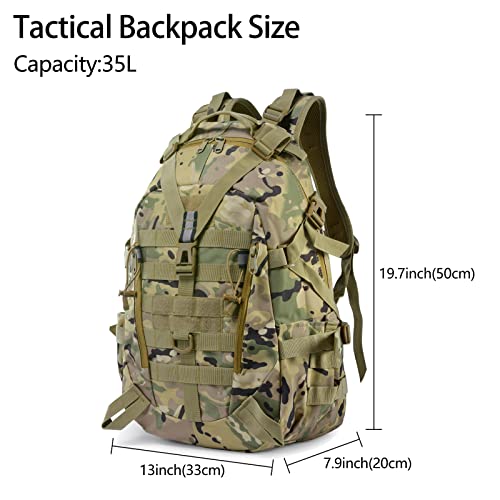 Long Keeper 35L Tactical Backpack - Military Army Backpack Water Resistant, Hiking Camping Cycling Travel Backpack Outdoor Molle Rucksack for Men Women - Image 2