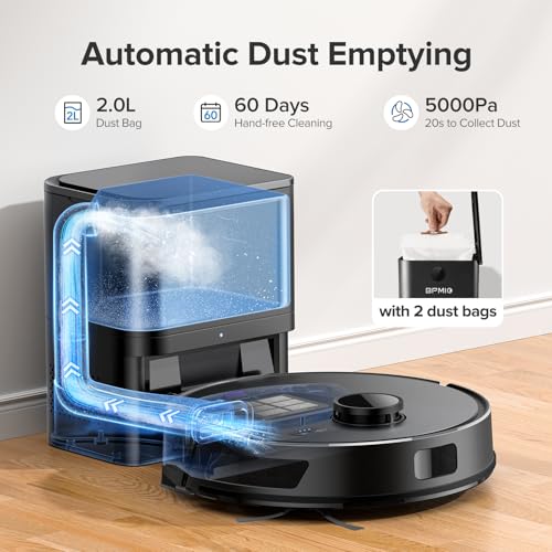BPMIO-Robot-Vacuum-and-Mop-Self-Emptying-Hands-Free-Up-to-60-Days-5000pa-Robot-Vacuum-Cleaner-with-Schedule-Lidar-Navigation-WiFiAppAlexa-Automatic-Vacuum-Robot-for-Pet-Hair-Hard-Floor-Carpet BPMIO Robot Vacuum and Mop Self Emptying Hands Free Up to 60 Days 5000pa Robot Vacuum Cleaner with Schedule Lidar Navigation WiFiAppAlexa Automatic Vacuum Robot for Pet Hair Hard Floor Carpet