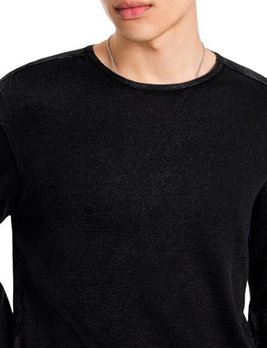 John Varvatos Men's Long Sleeve Crew Neck in Acid Wash3