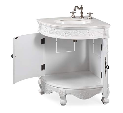 Antique White Bay-View Corner Bathroom Sink Vanity Model Bc030W-Aw #TOP2