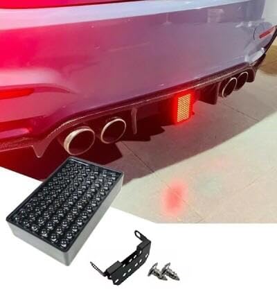 AutoBizarre 12V F1 Style Rear Third Flashing Tail Brake Lights Rear Bumper Pilot Flash Lamp Warning Strobe Stop Safety Light Universal for All Cars, Bikes, SUV, etc (Red 72 LED Rectangle)-image-24