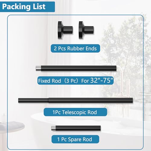 Bonpally Shower Curtain Rod 32-75 Inches Adjustable thumb #4