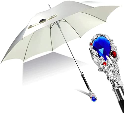 Parasol Parasole Wiatroszczelny Lekki Parasol Zewnętrzny Srebrny Szafirowy Kształt Długa Rączka Ochrona UV Parasol Słoneczny Automatyczny Parasol Unisex Parasol Kobiet i Mężczyzn (Color : G)