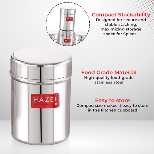 Image of HAZEL Stainless Steel Container | Kitchen Air Tight Storage Dabba Container, 200 ML,Silver