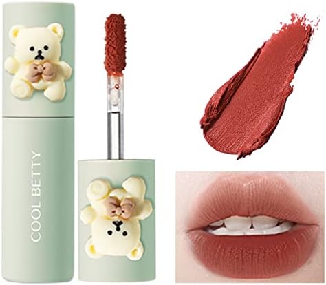ICE LOVE Matte Velvet Lip Gloss, Velvet Fog Lip Muddy Texture,Long Lasting,Non-Stick Cup,Waterproof Feminine Lipstick, for Lips and Cheeks. (Red Brown)