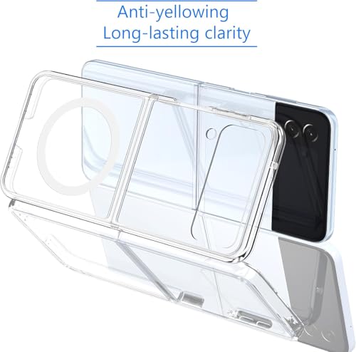 Image of NISHTECH Silicone for Samsung Galaxy Z Flip 3 5G Magnetic Transparent Case | Shock Proof Design & Camera Protection | Magsafe Wireless Charging Case | Sleek Hard Crystal Cover - Clear Back
