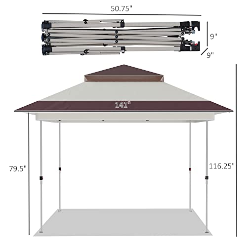 Outsunny 12' X 12' Pop Up Canopy Tent With Netting And Carry Bag, Instant Sun Shelter With 137 Sq.ft Shade, Tents For Parties, Height Adjustable, For Outdoor, Garden, Patio, Beige #TOP2