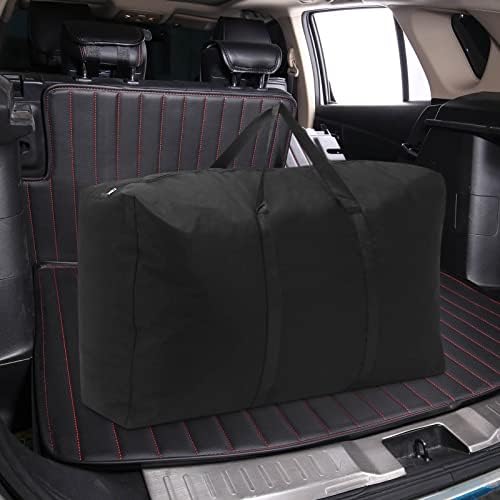 ColdShine 3 Pcs 100L Storage Bag with Zip Moving Bags Clothes Storage Bag Organizer 600D Oxford Waterproof Large Laundry Bags Underbed Storage Bag with Handles for Comforter Bedding Moving Home Black