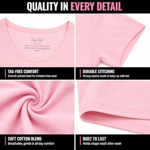 Image of Rene Rofe Girls Undershirts - 6 Pack Soft Cotton Tag Free Crew Neck Short Sleeve Shirts Girls T Shirts for School and Play