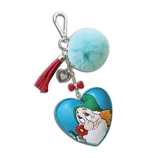 KICKKICK® Porte-clés Sept Nains/Timide Disney Original - Similicuir écologique, brodés et munis d'un Mousqueton - Trousseaux, idée Cadeau, Accessoire, Charme - Disponible en Autres Variantes