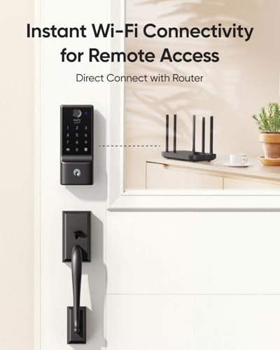 Image of eufy Security Smart Lock C220 Front Door Handle Set, Keyless Entry Deadbolt | Fingerprint Keypad Door Lock with Handle, Built-in Wi-Fi, App Control, Up to 8-Month Battery, IP53 Waterproof, BHMA Certified