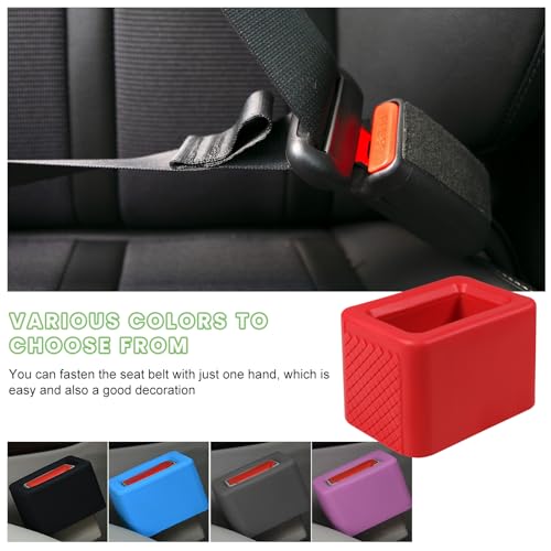 Image of povtii 2PCS Car Seat Belt Buckle Holder, Silicone Auto Seatbelt Buckle Booster Makes Receptacle Upright Buckling, Easy Access Seat Belt Buckle Safety Cover for Kids, Car Accessories (Red)