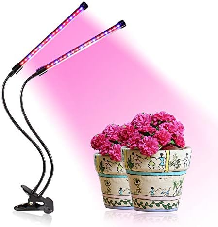 Desktop LED Grow Light for Indoor Plant, Golspark 18 Watt Full Spectrum Grow Lamp with Metal Clip, USB Power Supply, 3/9/12 Hour Timer, Dimmable