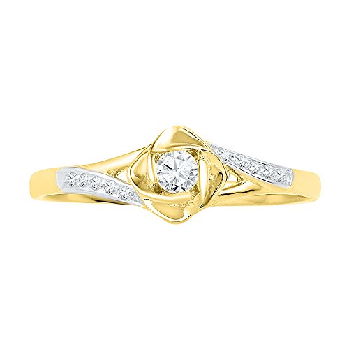 10KT Yellow Gold Round Diamond Promise Ring (1/10 cttw)2