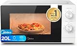 Midea Microondas 20 litros y 700 W de potencia | Microwave | Horno Microondas Blanco de Sobremesa con Plato Giratorio, Función Descongelación, 5 Niveles de Potencia Temporizador | Microondas sin grill