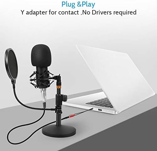 XLR Condenser Microphone, Professional 192KHZ/24Bit Studio Cardioid Podcast Microphone Kit with Desktop Stand Shock & Headphone Jack for Podcast, Gaming, YouTube, Streaming, Home Studio,Tiktok