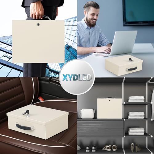 Coffre-fort résistant au feu compact blanc avec clé pour documents A4 - 8