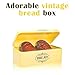 AllGreen Vintage Bread Box Container - Kitchen Decor Stainless Steel Metal Bread Bins Retro Yellow for Kitchen Counter - Dry Food Storage Including Free Butter Dish & Serving e-Book Store Bread Loaf.